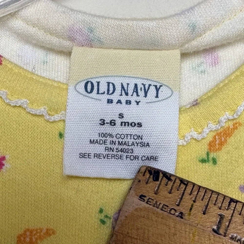 Vintage Y2K Old Navy Short Sleeve Yellow Floral Summer Spring Sun Dress 3-6 M